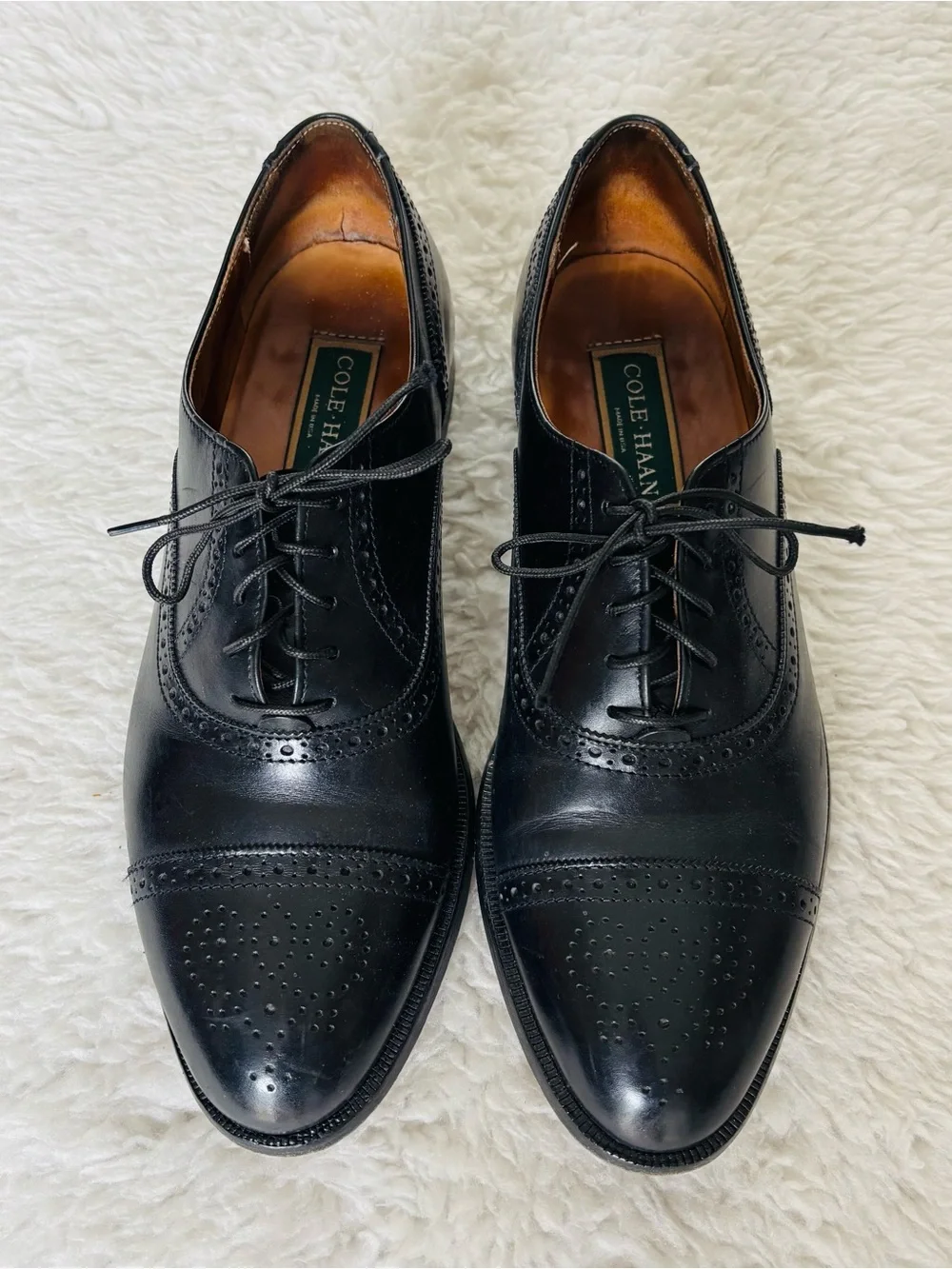 Cole Haan Black leather Lace up Oxfords Shoes size 10.5 D